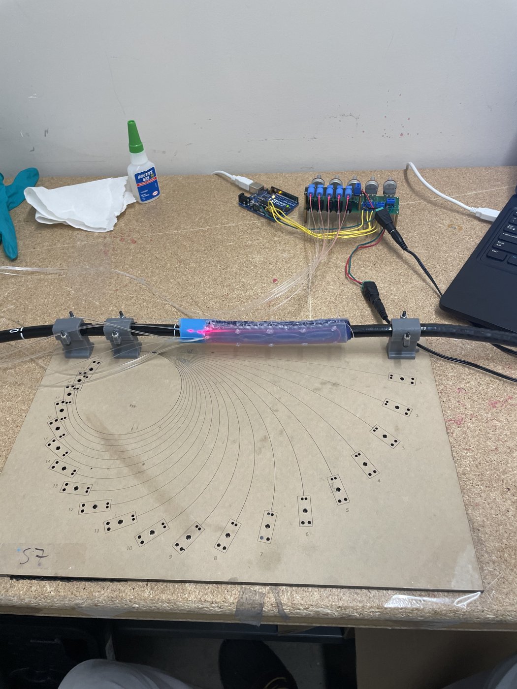 Colonoscopy sleeve and electronics on the workbench