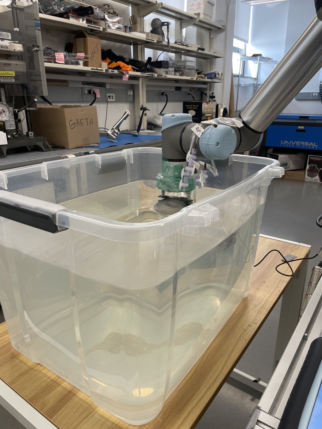 Water tank and robotic testing setup